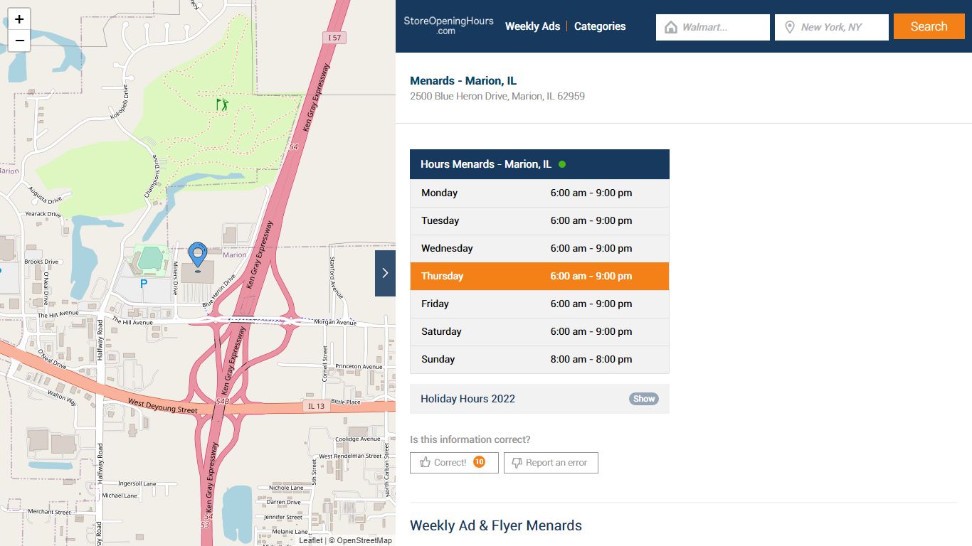 Menards - Marion, IL - Hours & Weekly Ad - Store Opening Hours